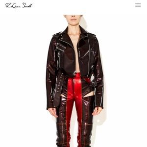 LaQuan Smith Chocolate PVC Moto Jacket!